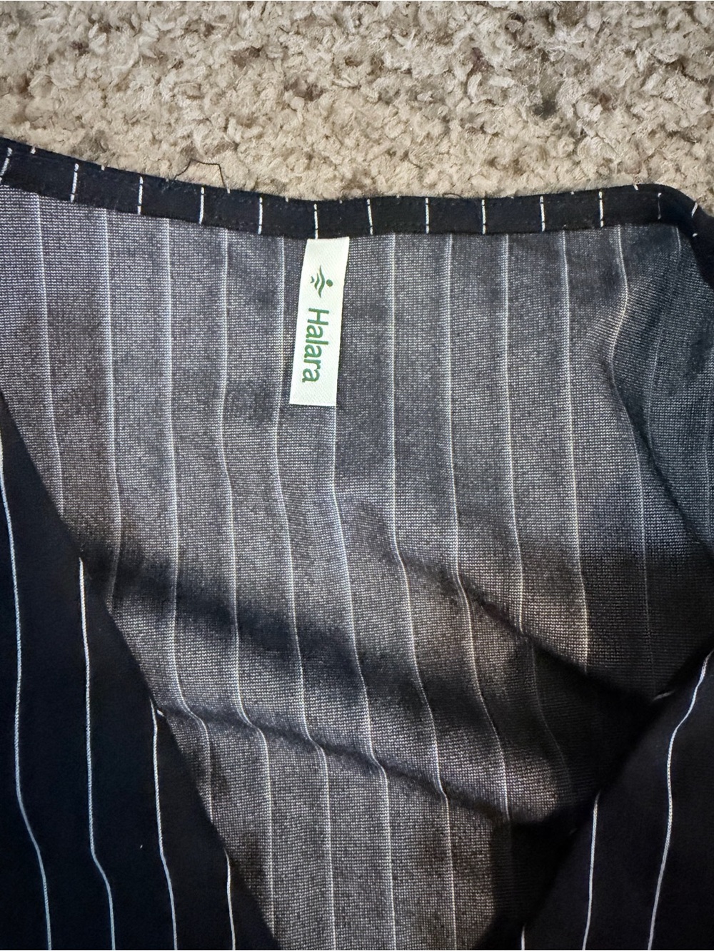 HALARA Black Pinstripe Sleeveless Wide-Leg Jumpsuit - Picture 3 of 6